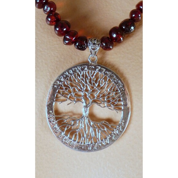 Tree of Life Mickie Mueller Pendant Necklace Beaded Spinel Amber Pentagram - Picture 5 of 5